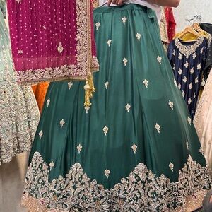 Pakistani wedding/mehndi Exquisite Teal Embroided Lengha